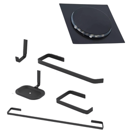 Kit Banheiro Acessorio 4 Peças + Ralo Inox Click Preto 10x10:preto Fosco - 2