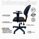 Ver imagem 7 de Kit 3 Cadeiras de Escritório Operativa Oficial Revestimento em Tecido Base Giratória Preto