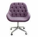 Ver imagem 2 de Cadeira Escritório Giratória Lua Capitonê Poltrona com Rodinhas Home Office - Veludo Roxo