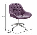Ver imagem 4 de Cadeira Escritório Giratória Lua Capitonê Poltrona com Rodinhas Home Office - Veludo Roxo