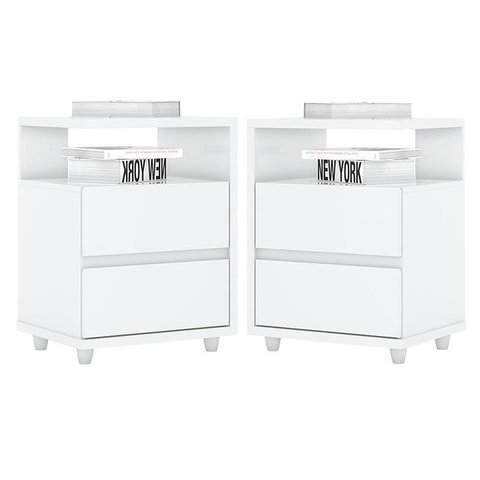 Kit 2 Mesas de Cabeceira Campeche Branco – Henn