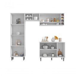 Cozinha Modulada Completa 230cm com Balcão e Armário Aéreo Vanessa Cinza - 4