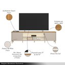 Ver imagem 3 de Rack Bancada Switch Mdp/mdf Tv até 85 Polegadas Led Prateleiras Tauari/off White G77 - Gran Belo