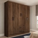 Ver imagem 1 de Guarda-roupa Casal Panamá 6 Portas 2 Gavetas Castanho - Panorama Móveis
