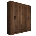 Ver imagem 3 de Guarda-roupa Casal Panamá 6 Portas 2 Gavetas Castanho - Panorama Móveis