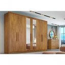 Ver imagem 1 de Guarda Roupa Robust 6 Portas com Espelho 6 Gavetas MDF Amadeirado Rei de Casa Cumaru