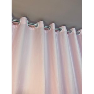 Cortina no Tecido Voil Rosa Bebê com Forro Microfibra Branco - 1,35l X 2,50a