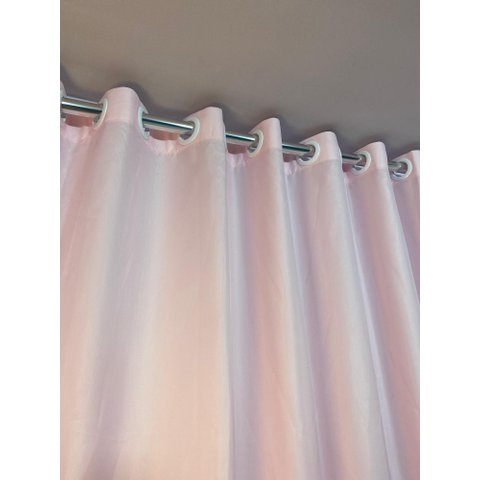 Cortina no Tecido Voil Rosa Bebê com Forro Microfibra Branco - 1,35l X 2,50a