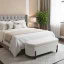 Ver imagem 1 de Banco Baú Organizador Estofado Orgânico Milão Peseira 1,40 Bouclê Off White - Montanari's Decor