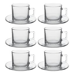 Jogo de Xícaras em Vidro 176mL - Conjunto 12 Peças para Café e Chá - 1