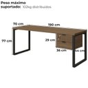 Ver imagem 4 de Mesa Escritorio com Gaveteiro 190 Cm Industrial Frame Munique Kappesberg
