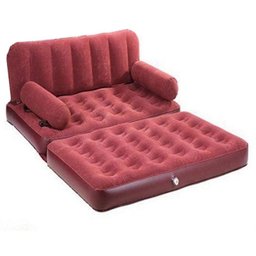 SOFA CAMA INFLAVEL DE CASAL FLOCADO RETRO COM KIT PARA REPARO POLTRONA GIGANTE COLCHAO PORTATIL - 3