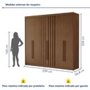 Ver imagem 4 de Guarda Roupa Casal 6 Portas 2 Ripadas Portugal 100% MDF Marrom/Cacau
