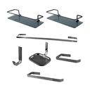 Ver imagem 1 de Kit Acessórios para Banheiro Quadrado Aço Inox 5 Peças + 2 Porta Shampoo Vidro Retangular Preto Fosc