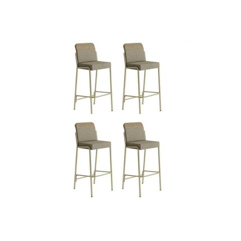 Kit 4 Banquetas Sala Jantar Duo 1753 4 Un Dourado/linho Bamboo/ano Bamboo - Carraro