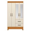 Ver imagem 3 de Guarda Roupa Mobi 4 Portas com Espelho 2 Gavetas Cinamomo/off White - Abz