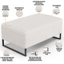 Ver mais imagens de Kit 02 Puff Decorativo para Sala de Estar Cléo Base de Ferro Preto 90 Cm W01 Bouclê Cru - Lyam