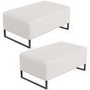 Ver imagem 1 de Kit 02 Puff Decorativo para Sala de Estar Cléo Base de Ferro Preto 90 Cm W01 Bouclê Cru - Lyam