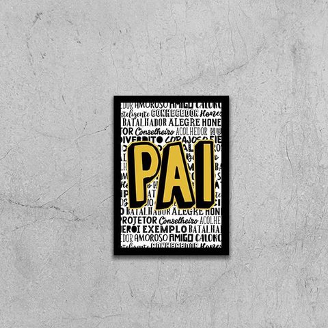 Quadro Pai Qualidades 24x18cm - com vidro:Madeira preta