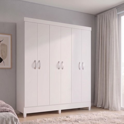 Guarda-Roupa Casal 6 Portas Yescasa Branco Falco