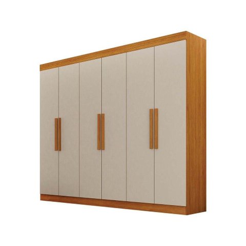 Guarda Roupa Casal Delta 6 Portas de Bater 2 Gavetas MDF Cinamomo-Off White Leifer Móveis