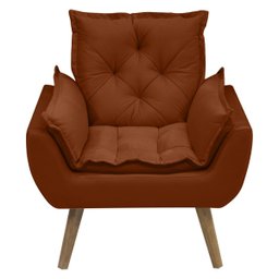 Poltrona Opala Conforto Decorativa em Veludo com Pés Palito - Terracota - 1