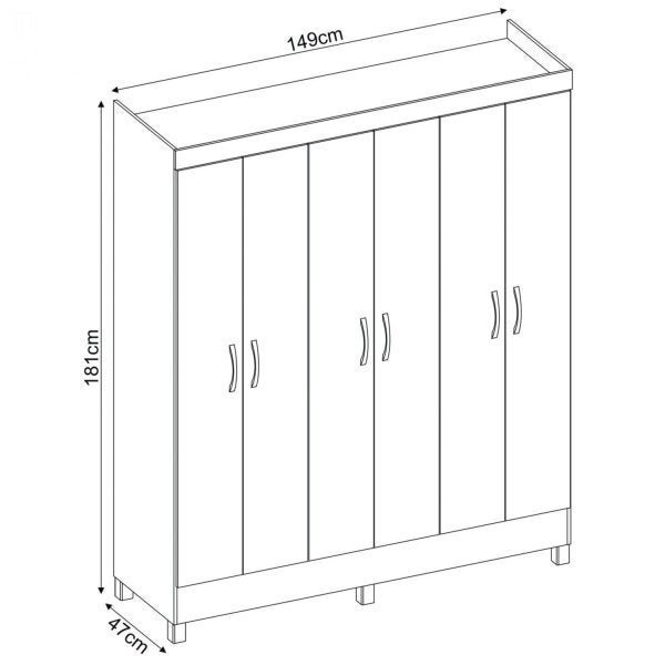 Guarda-Roupa Casal 6 Portas Falco Yescasa em MDP Bege 181 cm x 149 cm x 47 cm