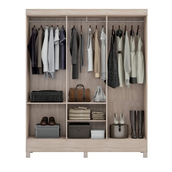 Guarda-Roupa Casal 6 Portas Falco Yescasa em MDP Bege 181 cm x 149 cm x 47 cm