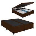 Ver imagem 1 de Cama Box com Baú Casal Bipartido Suede Marrom 138cm Royal Sleep