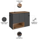 Ver imagem 3 de Gabinete Banheiro 80cm para Cuba 3 Portas Eros Mel/grafite F10 - Mpozenato