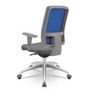 Ver imagem 2 de Cadeira Brizza Diretor Grafite Tela Azul com Assento Poliester Cinza Base Autocompensador Aluminio