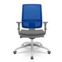 Ver imagem 1 de Cadeira Brizza Diretor Grafite Tela Azul com Assento Poliester Cinza Base Autocompensador Aluminio