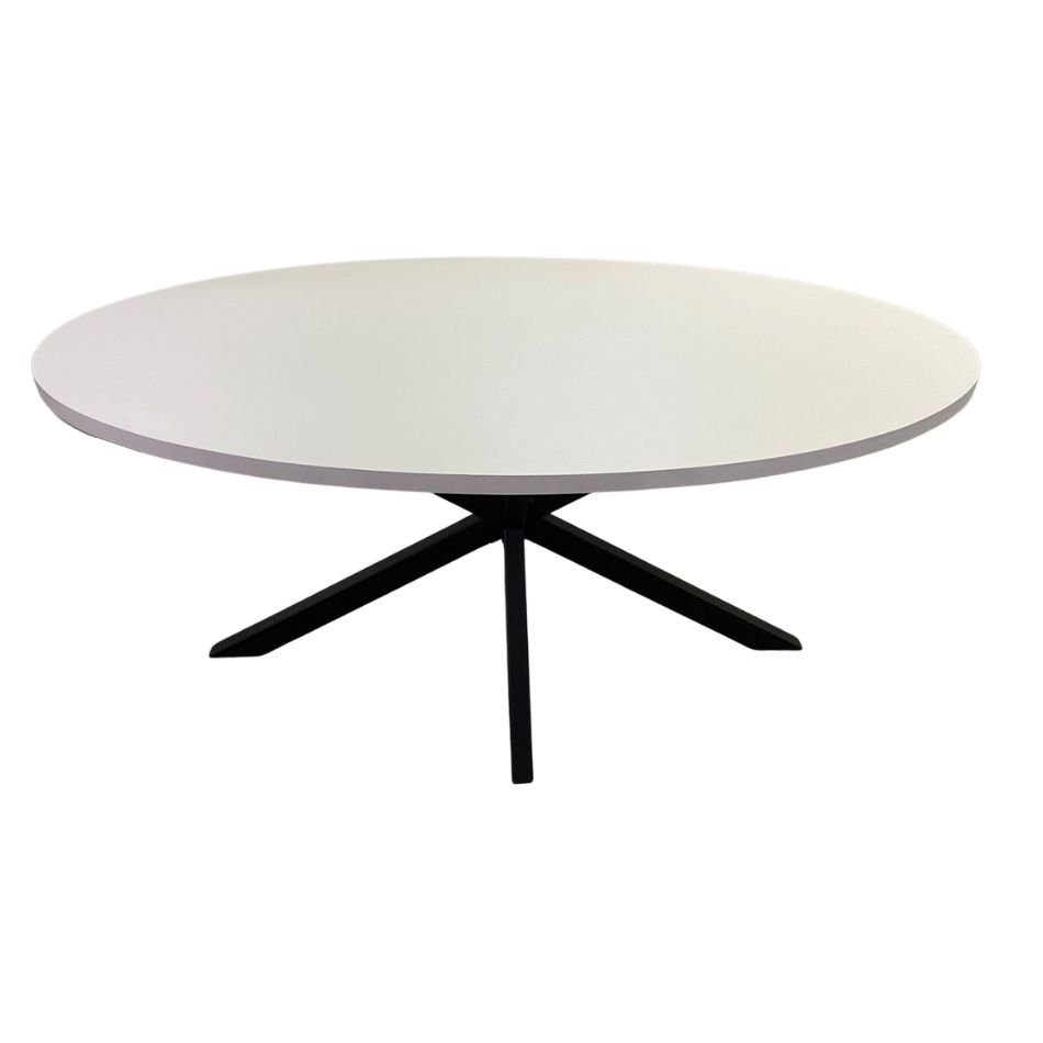 Mesa Estilo Industrial - Modelo Oval - 160x90cm - Cor Branco - 1