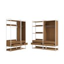 Ver imagem 2 de Kit Dormitorio 3 Portas 8 Gavetas e 3 Cabideiro Industrial Marrom/Canela/Branco