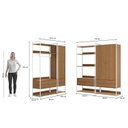 Ver imagem 6 de Kit Dormitorio 3 Portas 8 Gavetas e 3 Cabideiro Industrial Marrom/Canela/Branco