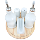 Ver imagem 1 de Kit Galheteiro 6 Pçs Bandeja Pinus Porcelana Branca:liso
