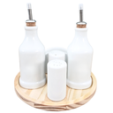 Ver imagem 4 de Kit Galheteiro 6 Pçs Bandeja Pinus Porcelana Branca:liso