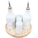 Ver imagem 2 de Kit Galheteiro 6 Pçs Bandeja Pinus Porcelana Branca:liso