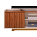 Ver imagem 7 de Rack Bancada P/tv até 60 Polegadas Flat Ripado C/ Nichos e Pés 150x60cm Freijó/off White - Dj Mó