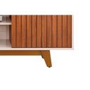 Ver imagem 5 de Rack Bancada P/tv até 60 Polegadas Flat Ripado C/ Nichos e Pés 150x60cm Freijó/off White - Dj Mó