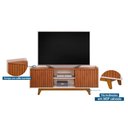 Ver imagem 3 de Rack Bancada P/tv até 60 Polegadas Flat Ripado C/ Nichos e Pés 150x60cm Freijó/off White - Dj Mó