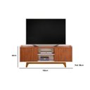 Ver imagem 4 de Rack Bancada P/tv até 60 Polegadas Flat Ripado C/ Nichos e Pés 150x60cm Freijó/off White - Dj Mó