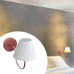 Arandela Luminária Curvada de Parede Rose Gold Alumínio e Bivolt com Cúpula Branco Algodão - 2