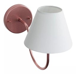 Arandela Luminária Curvada de Parede Rose Gold Alumínio e Bivolt com Cúpula Branco Algodão - 6