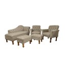 Ver imagem 1 de Kit Divâ Luiza 1.40 + 2 Poltronas Suelen + 2 Puff Retrô Luiz Xv Decorativo