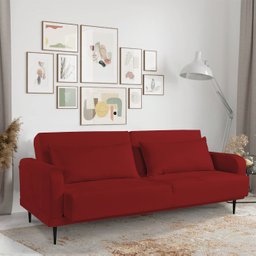 Sofá Cama 03 Lugares Angel Veludo Marsala Pés Tabaco - D'Rossi - 2 Sofá Cama 03 Lugares Angel Veludo Marsala Pés Tabaco - D'Rossi - 2