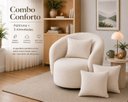 Ver imagem 4 de Poltrona Orgânica Giratória Boucle Off White com 3 Almofadas