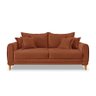Sofá 3 Lugares 2,00m Estofado em Bouclé Terracota com Pés de Madeira - Logan Lucadi Home - 3
