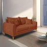 Sofá 3 Lugares 2,00m Estofado em Bouclé Terracota com Pés de Madeira - Logan Lucadi Home - 6