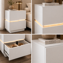 Ver imagem 4 de Mesa de Cabeceira 60cm com LED 100% MDF 2 Gavetas Lumiar Linha Alta Moderna Lateral:Branco